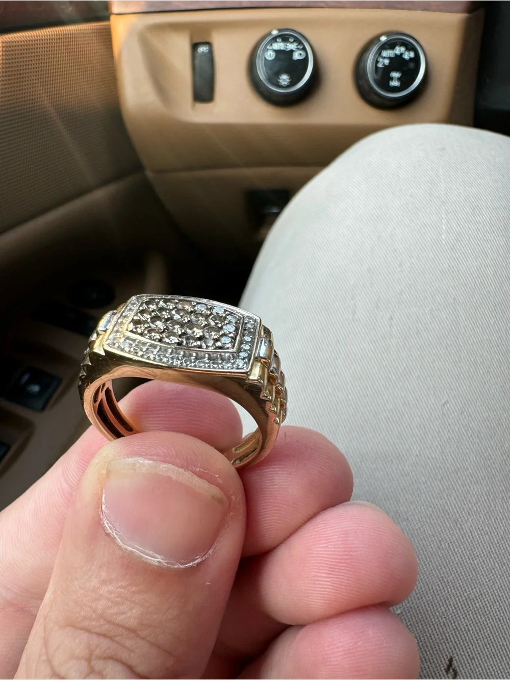 Zales Men's 1 CTW Natural Diamond Ring 1OK Yellow Gold Brown White Sz 11.75